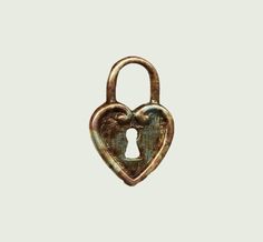 a heart shaped padlock with an open key on the front and two hearts in the middle