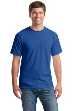 Adult Heavy Cotton™ 5.3 oz. T-Shirt - NEON BLUE - S | Gildan Adult Heavy Cotton T-Shirt in Neon Blue Size Small 5000, 0 Green Antique, Antique Jade, Blank Apparel, Embroidered Clothes, Blue T Shirt, Neon Blue, Blue T, Cherry Red, Military Green