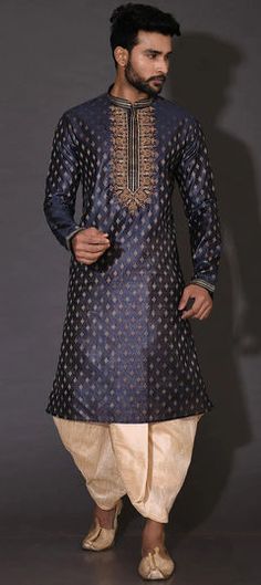 Blue color Dhoti Kurta in Poly cotton fabric with Embroidered, Sequence, Thread work Blue Embroidered Fabric For Diwali Designer Wear, Blue Embroidered Art Silk Kurta, Blue Traditional Churidar For Diwali, Blue Traditional Drape Churidar For Diwali, Blue Diwali Churidar With Traditional Drape, Diwali Blue Traditional Churidar, Blue Churidar With Pallu For Festivals, Blue Sherwani With Zari Work For Navratri, Traditional Drape Blue Churidar For Festivals