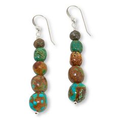 Jay King Multicolor Heavenly Well Lake Turquoise Bead Drop Earrings  Accessorize with an assortment of turquoise colors found only in a particular vein of the Heavenly Well Lake Mine in China. These unique, natural colors will lend a chic, organic touch to any ensemble.        Approx. 2-5/16"L x 3/8"W     Stamped .925     Pierced with wire backs     Earrings each have five nugget-shaped beads of multicolored turquoise stacked together   Stone Information       All sizes and weights approximate Southwestern Green Earrings With Colorful Beads, Southwestern Style Green Earrings With Colorful Beads, Southwestern Turquoise Earrings With Colorful Beads, Southwestern Turquoise Earrings With Natural Stones, Turquoise Southwestern Earrings With Natural Stones, Artisan Turquoise Beaded Earrings With Ear Wire, Green Polished Bead Earrings, Turquoise Earrings With Colorful Round Beads, Turquoise Dangle Jewelry With Colorful Beads