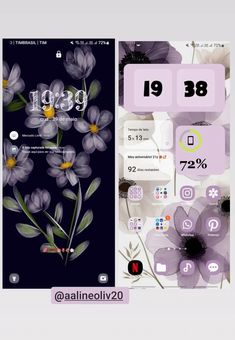 the purple flowers are displayed on the phone screen