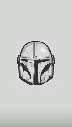 the helmet of boba fett from star wars is shown in black and white