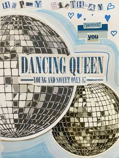 an advertisement for a dance party with disco balls