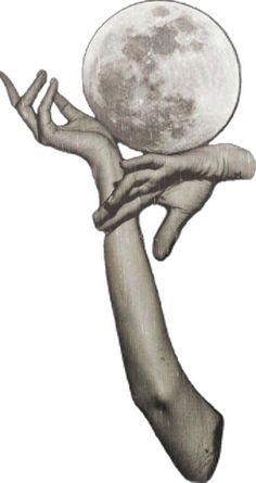 two hands are holding the moon in each other's palm, with one hand reaching for it