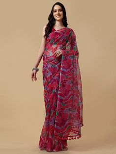 Floral printed saree with printed borderThe saree comes with an unstitched blouse pieceThe blouse worn by the model might be for modelling purpose only. Check the image of the blouse piece to understand how the actual blouse piece looks like. Semi-stitched Pre-draped Georgette Saree With Printed Motifs, Navratri Printed Pre-draped Saree, Bollywood Style Digital Print Pre-draped Saree For Diwali, Georgette Pre-draped Saree With Printed Motifs, Traditional Printed Pre-draped Saree For Festive, Traditional Printed Pre-draped Saree For Festive Occasions, Traditional Festive Printed Pre-draped Saree, Festival Georgette Blouse With Printed Motifs, Festival Georgette Pre-draped Saree With Printed Motifs