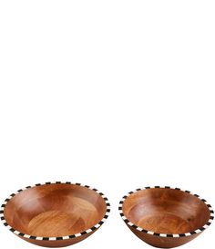 two wooden bowls sitting on top of each other