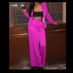 Fashionova- Get Money Go Hard - Orchid Size Small Blazer And Pants Set Olive Blazer, Embellished Crop Top, Fashion Nova Jackets, Burgundy Blazer, Black White Blazer, Blazer And Skirt Set, Orchid Color, Get Money, Satin Blazer