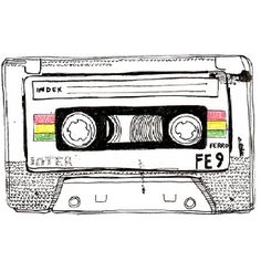 a drawing of an old school cassette