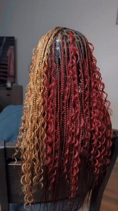 Latest Hairstyles For Ladies, Burgundy Box Braids, Peekaboo Hair Colors, Hairstyles For Ladies, Short Box Braids Hairstyles, Peekaboo Hair, Big Box Braids Hairstyles, Braided Prom Hair, Blonde Braids