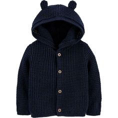 Cute Warm Cotton Sweater, Blue Hooded Winter Cardigan, Casual Sweater For Playtime With Soft Knit, Knitted Cotton Hoodie For Winter, Casual Soft Knit Sweater For Playtime, Blue Knit Outerwear For Cold Weather, Cozy Winter Sweater For Playtime, Knitted Cotton Hooded Hoodie, Knitted Cotton Hoodie