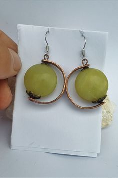 #nefrite #jewelryset for #rawcrystals lovers #etsyshopowner #etsysale #etsy #etsyjewelry #etsyshop Green Copper Round Jewelry, Handmade Amber-colored Jade Jewelry, Nature-inspired Round Jade Jewelry, Green Hand-forged Round Jewelry, 7th Wedding Anniversary, Nephrite Jade, Hammered Copper, Etsy Sales, Green Gemstones