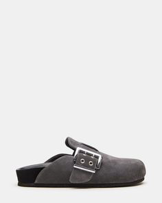 SPICE Dark Grey Suede Casual Mule | Women's Slip-Ons – Steve Madden Suede Shoes Women, Women's Slip Ons, Mule Heels, Steve Madden Store, Sandals Flats, Leather Socks, Shoe Inspiration, Women's Mules, Womens Mules