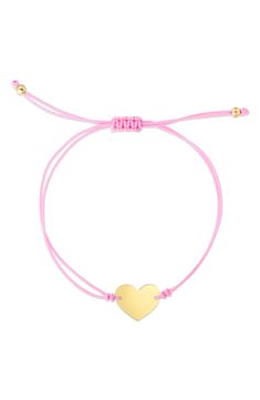 A shining 14K gold heart gleams at the center of this adorable slider bracelet. 14K gold heart station and cord slider bracelet. Sliding clasp. Approx. 9.25" adjustable length. Imported Bracelets Business, Slider Bracelet, Keep Jewelry, Gold Heart, Heart Of Gold, Sliders, Nordstrom Rack, Rush, Cleaning Wipes