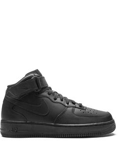 Triple black leather Air Force 1 Mid '07 "2021 Release Triple Black" sneakers from NIKE featuring signature Swoosh logo detail, panelled design, perforated, round toe, front lace-up fastening, front touch-strap fastening, signature Air cushioning and rubber sole. These styles are supplied by a premium sneaker marketplace. Stocking only the most sought-after footwear, they source and curate some of the most hard to find sneakers from around the world.. | Nike Air Force 1 Mid '07 "2021 Release Tri Casual High-top Nike Air Force 1 For Streetwear, Nike Ankle-high Sneakers With Rubber Sole, Nike Mid-top Sneakers For Streetwear, Nike Ankle-high Sneakers With Boost Midsole, Nike Air Force 1 High-top Urban Streetwear, Nike Sporty Ankle-high High-top Sneakers, Cushioned High-top Sneakers For Streetwear, Nike Air Force 1 Mid-top Urban With Boost Midsole, Nike Air Force 1 Urban Mid-top With Boost Midsole