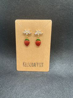 Crystal stud strawberry earrings Strawberry Earrings, Jewelry Earrings Studs, Beauty Book, Wedding Gifts, Accessory Gift, Jewelry Earrings, Stud Earrings, United States, Ships