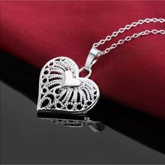 Brand New Sterling Silver Plated 925 Silver Wedding Fashion Charms Heart Women Necklace Jewelry Product Description New Items Length About 18inches. Stamped 925. Package: 1pcs Necklace As Picture Romantic Heart, Sterling Silver Heart Pendant, Wedding Accessories Jewelry, Christmas Gift Jewelry, Colorful Heart, Sterling Silver Heart, Metal Necklaces, Heart Pendant Necklace, Necklace For Women