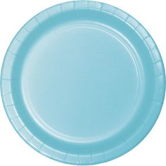 a light blue paper plate on a white background