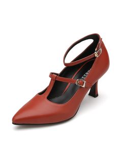 Editor's NotesAMELLIE's shoes are designed for the contemporary style.- Eye-catching T-strap with buckle detail- Easy slip-on design- Feminine and minimal styleMeasurements(in.)- Size: KR 225MM (US 5.5) ~ KR 250MM (US 8)- Heel Height: 2.76in.*Fits true to size.Composition & Care- Sheepskin- Lining: artificial leather- Avoid direct heat and moisture- Professional cleaning is recommendedDesigner- by AMELLIE Elegant Pointed Toe Mary Janes With Removable Insole, Elegant Mary Janes With Pointed Toe And Removable Insole, Chic Formal Mary Janes With Heel Loop, Formal T-strap Heels With Removable Insole, Elegant Mary Janes With Heel Strap For Office, Red Mary Janes For Spring Formal Occasions, Red Mary Janes For Spring Formal Events, Leather T-strap Mary Jane Heels, Evening Closed Toe Court Shoes With Buckle