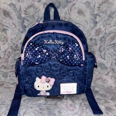 Super Cute From Japan! It’s Super Soft And Quilted As Seen In The Photos, Although Being Vintage It’s Still In Euc Sanrio Bags, Hello Kitty Backpack, Vintage Hello Kitty, Kitty Backpack, Sanrio Pink, Bags Vintage, Mini Backpack, Pink Blue, Hello Kitty