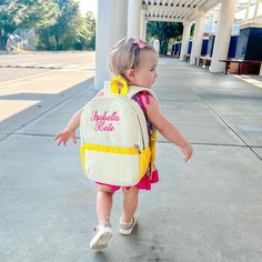 Our Personalized Baby Backpacks are adorable! These Monogrammed Seersucker Backpacks are small, lightweight, and perfect for toddlers. They also make great preschool backpacks, with side pockets for drinks and an exterior zipper pocket. Each of our personalized backpacks can be customized to create a truly one-of-a-kind personalized baby gift. We professionally monogram each backpack in our shop in East Tennessee, with over 60,000 monograms of experience. Our monogrammed backpacks will make the sweetest personalized baby gifts! At Pink Ever After, we have a passion for monograms, personalized gifts, jewelry, & missions.  We know you'll find the perfect personalized gift here! DETAILS {Please note, this is our smallest backpack. You can find the larger backpack here: https://etsy.me/2w43ZFZ Cute White Backpack For Playtime, Playful White Student Backpack, Playful White Backpack For School, White Preppy Backpack For Students, Cute Cotton Backpack For Back To School, White Back To School Bag, Preppy White School Backpack, White Preppy School Backpack, Preppy White Rectangular Backpack