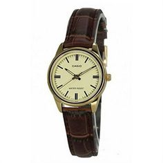 Casio Women's LTP-V005GL-9A Brown Genuine Leather Band Analog Watch Size: One Size.  Color: Black.  Gender: female.  Age Group: adult. Black Roller Skates, Casio Vintage Watch, Vintage Watches Women, Brown Leather Watch, Classy Jewelry, Jewelry Lookbook, Analog Watch, Leather Watch Bands, Watches Women Fashion