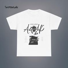 :Product Information: - Made with medium fabric (5.3 oz/yd² (180 g/m consisting of 100% cotton Experience the ultimate fusion of style and music with our Asap Rocky Live.Love.Asap T-shirt. Made from high-quality, 100% cotton, this tee offers unmatched comfort and durability, making it perfect for everyday wear or showcasing your love for one of rap's biggest stars. With vibrant, long-lasting graphics, this T-shirt is a standout piece that will turn heads at any Asap Rocky concert or streetwear event. Sized to fit all, our Asap Rocky T-shirt comes in various sizes ranging from small to XXL. The classic crew neck and relaxed fit make it a versatile staple for any wardrobe. Wear it to casual outings, hip-hop concerts, or even as part of your daily streetwear ensemble. To ensure its longevity, White Kpop T-shirt For Streetwear, White Kpop Style T-shirt For Streetwear, Kpop Streetwear T-shirt With Screen Print, Kpop Streetwear T-shirt With Text Print, Kpop Text Print T-shirt For Streetwear, Kpop Style Text Print T-shirt For Streetwear, Asap Rocky Concert, Live Love Asap, Asap Rocky T Shirt