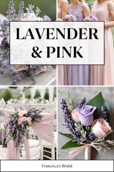 lavender and pink wedding color palettes with text that reads lavender and pink on it