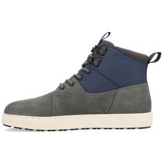 The Wasatch sneaker boot from Territory is certain to become your new go-to. Genuine leather materials with two-tone embellishments shape this high-top design which is supported by a flexible yet durable EVA/rubber hybrid outsole. A lace-up fastening ensures a secure fit while an 8 mm Tru Comfort Foam� insole with a padded collar provides superior support. High-top Lace-up Boots With Textured Sole For Outdoor, Sporty High-top Sneakers With Round Toe For Hiking, Sporty High-top Sneakers For Hiking, Lace-up High-top Sneakers For Hiking, Urban Hiking Boots With Rubber Sole And Lace-up, Urban Lace-up Hiking Boots With Rubber Sole, Urban Waterproof Lace-up Boots With Rubber Sole, Outdoor High-top Sneakers With Rubber Sole And Lace-up, High-top Boots With Studded Rubber Outsoles For Outdoor Activities