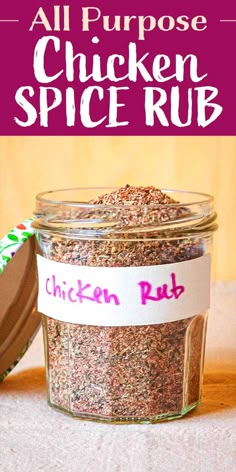 an all purpose chicken spice rub in a glass jar