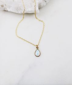 Opal necklace, dainty necklace, bridesmaid gift necklace, gold necklace, dainty necklace, birthday gift for her, birthday gifts, jewelry Gold + Opal Pendant necklace D E T A I L S: *12mm x 8mm Gold plated oval opal pendant *Gold Filled satellite beaded or cable chain *Select your perfect length SHIPPING: *Free domestic shipping on all orders PACKAGING: *All pieces come beautifully packaged, perfect for gift giving. Find more to ❤️ here: http://etsy.com/shop/thejewelrystandard Delicate Opal Chain Jewelry As Gift, Delicate Opal Chain Jewelry For Gifts, Delicate Opal Chain Jewelry Gift, Opal Jewelry With Delicate Chain As Gift, Tiny Dainty Opal Jewelry, Dainty Tiny Opal Jewelry, Delicate Opal Jewelry Gift, Delicate Opal Jewelry For Gifts, Delicate Teardrop Birthstone Jewelry