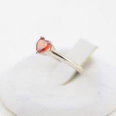 "Minimalist Sterling Silver Ring, Reddish Orange Topaz Color Gemstone, Heart Shaped. Dainty, Stack. Gift for Mom, Girlfriend, Sister, Friend, You! SOLID STERLING SILVER. November Birthstone. The unique jewelry you can find, a perfect gift for you and your loved one. Tell \"you are my heart!\" It's dainty but sturdy and can be worn every day. A special piece you'll truly treasure! High polished finish. The price is for ONE ring. This dainty, elegant, but sturdy ring comes in a gift box and SHIPS You Are My Heart, Heart Shaped Ring, Orange Gem, November Birthstone Ring, Topaz Color, Reddish Orange, Heart Shaped Rings, November Birthstone, Ring Dainty