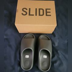 Brand New Ds Adidas Yeezy Slide Dark Onyx Size 10 Men's. Adidas Slides With Rubber Sole For Streetwear, Onyx Yeezy Slide, Adidas Slip On Shoes, Slate Grey Yeezy Slides, Adidas Non-slip Slides For Streetwear, Adidas Logo Slip-on Slides, Adidas Black Non-slip Slides, Adidas Slip, Yeezy Slides