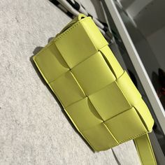 Condition Brand New! Designer Yellow Square Bag, Designer Yellow Rectangular Shoulder Bag, Designer Yellow Pouch Bag, Yellow Bags With Intrecciato Weave For Everyday Use, Modern Yellow Crossbody Shoulder Bag, Bottega Clutch, Bottega Veneta Bags, Green Yellow, Bottega Veneta