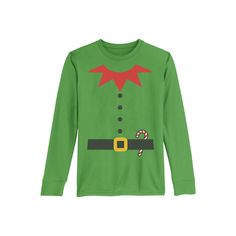 Get in the Christmas spirit with this Elf Costume boys' long sleeve tee. Get in the Christmas spirit with this Elf Costume boys' long sleeve tee. Crewneck Long sleevesFABRIC & CARE Cotton Machine wash Imported Size: X Large. Color: Green. Gender: male. Age Group: kids. Pattern: Graphic. Festive Long Sleeve T-shirt For Holiday, Festive Long Sleeve Holiday T-shirt, Green Long Sleeve Holiday Top, Festive Long Sleeve Christmas T-shirt, Long Sleeve Graphic T-shirt For Holidays, Long Sleeve Graphic Print T-shirt For Holiday, Green Long Sleeve T-shirt For Holiday, Elf Costume, Kids Pattern