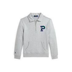 Along with our signature embroidered Pony this cotton-blend sweatshirt features a letterman-style patch at the chest. Sporty Fall Sweater For School, Varsity Tops With Embroidered Logo For Fall, Sporty Embroidered Logo Sweater For Fall, Sporty Fall Sweater With Embroidered Logo, Fall Ralph Lauren Tops With Ribbed Cuffs, Varsity Cotton Sweater With Embroidered Logo, Collegiate Long Sleeve Sweatshirt With Embroidered Logo, Varsity Style Long Sleeve Sweatshirt With Embroidered Logo, Winter Sweatshirt With Letter Patch Long Sleeve