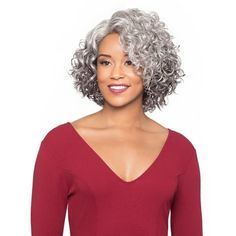 Alicia Beauty Foxy Silver Collections Curly Short Beautifully Natural J Part Lace Wigs, Premium Synthetic Wig, Lightweight Secure and Fabulously Natural - MARTINA Color: black. Silver Wigs For Black Women, Luvme Hair Wigs, White Streak In Hair, Graying Gracefully, Gray Wigs, Perfect Curly Hair, Natural Curly Wig, Silver Wigs, Black Hair Short Cuts