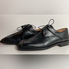 In Good Used Condition. They Are Unworn, But Have Several Flaws From Storage. Size 8 M. Black Square Toe Oxfords For Business, Elegant Cap Toe Loafers With Stitched Sole, Designer Pointed Toe Oxfords For Business, Designer Square Toe Loafers For Business, Business Dress Shoes With Leather Sole And Square Toe, Elegant Black Square Toe Oxfords, Designer Business Dress Shoes With Almond Toe, Designer Almond Toe Dress Shoes For Business, Elegant Calf Leather Moc Toe Oxfords