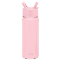 thermos bottle in pink is shown on a white background