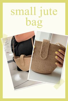 French Basket , small jute shoulder bag , Woven bag , Wicker jute bag Small Jute Bags, French Basket, Zigzag Stitch, French Baskets, Jute Bag, Boho Bags, Summer Bag, Jute Rope, Jute Bags