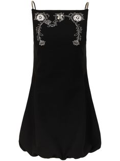 black wool blend floral embroidery square neck sleeveless straight hem thigh-length Embroidery Square, Versace Outfit, City Dress, Dolce E Gabbana, Summer Beach Wear, Paco Rabanne, Lace Maxi Dress, Ballet Flat Shoes, Lady Dior