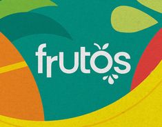 the word frutos written in white on a colorful background