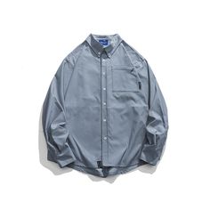 Size chart is in the gallary(last picture). Solid Color Cotton Shirt For Streetwear, Basic Plain Shirt For Streetwear, Cotton Shirt With Letter Print, Gray Relaxed Fit Long Sleeve Shirt, Solid Color Cotton Shirt With Letter Print, Long Sleeve Techwear Top With Pockets, Techwear Long Sleeve Tops With Pockets, Gray Solid Cotton Shirt, Gray Solid Color Cotton Shirt