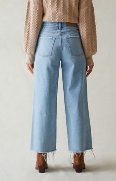 The Eco Light Blue Cropped Wide Leg Jeans from PacSun is a new classic you're gonna wanna cop now. These classic high-rise jeans get updated with a wide-leg fit for added comfort, a raw-cut hem, and a cropped length. 

Learn more about PacSun eco items Everyday High Waist Cropped Jeans With Frayed Hem, Medium Wash Straight Leg Cropped Jeans For Spring, Mid-rise Washed Blue Cropped Jeans For Everyday, Washed Blue Mid-rise Cropped Jeans For Everyday, Everyday Rigid Denim Cropped Jeans For Spring, Everyday Dark Wash Cropped Jeans For Spring, Fall High Rise Washed Blue Jeans, Spring Everyday Cropped Jeans In Dark Wash, Spring Everyday Dark Wash Cropped Jeans