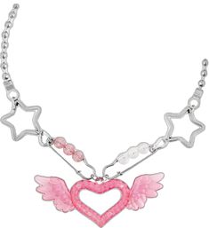 Aesthetic Choker, Cutecore Pink, Star Necklaces, Y2k Kawaii, Trendy Stuff, Harajuku Aesthetic, Kawaii Harajuku, Wing Necklace, Necklaces Jewelry