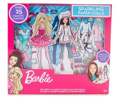 the packaging for barbie's sparkling paper dolls