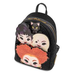 The Sanderson sisters are on the move. Help them on their mission for immortality with the Hocus Pocus Sanderson Sisters Mini Backpack. Winifred, Mary, and Sarah are emerging from the darkness and the black cat Thackery Binx pops up behind the sisters. On the back it says “It’s just a bunch of hocus pocus”. This bag is great for a Halloween-themed outfit or for everyday use as you carry out your plans. The Loungefly Hocus Pocus Sanderson Sisters Mini Backpack is made of vegan leather (polyuretha Hocus Pocus Sanderson Sisters, The Sanderson Sisters, Sanderson Sisters Hocus Pocus, Loungefly Bag, Sanderson Sisters, Loungefly Disney, Themed Outfits, Hocus Pocus, Designer Backpacks