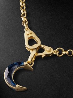 Foundrae’s necklace is strung with a topaz-embellished crescent moon pendant that's believed to symbolise growth, truth and balance. It's handcrafted from gold and features the label's signature interlocking ‘Sister Hook’ clasps. S Necklace, Gold Topaz, Crescent Moon Pendant, Topaz Pendant, Necklace For Men, London Blue Topaz, Moon Pendant, Fine Jewellery Necklace, London Blue