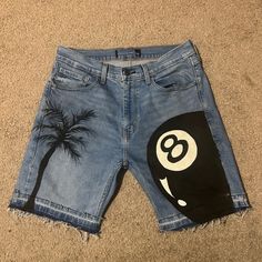 Custom Never Worn Jeans Jorts Custom Jean Shorts, Men Drip, Jorts Men, Colorful Streetwear, Custom Jean, Worn Jeans, Custom Jeans, Black Y2k, Custom Shorts