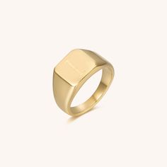 This vintage style signet ring is bold elegance. Perfect for making a chic statement! Made in shiny 14K gold or 925 silver with a script letter inscribed on a round or square ring.    MATERIALS 14K Gold or 925 Silver plated Stainless steel base metal  100% Nickel Free Hypoallergenic Comes with a Victoria Emerson pouch for perfect storage! SIZE 4-8 Classic Gold Initial Ring For Everyday, Classic Rectangular Signet Ring With Initials, Timeless Gold Initial Ring For Everyday, Classic Gold Engraved Ring For Everyday, Classic Engraved Rectangular Initial Ring, Luxury Gold Signet Ring For Everyday Wear, Classic Gold Engraved Ring Tarnish Resistant, Vintage Tarnish Resistant Signet Ring For Formal Occasions, Timeless Gold Initial Ring Tarnish Resistant