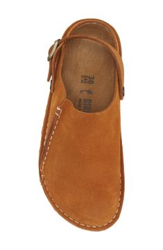 A convertible slingback strap adds dual functionality and styling options to a classic suede clog grounded by a contoured, arch-supporting footbed. Adjustable slingback strap with buckle closure Contoured cork footbed with arch support Leather upper and lining/synthetic sole Imported Arch Support Slippers, Clogs Men, Teacher Fits, Birkenstock Men, Suede Clogs, Suede Slippers, Fall Shoes, Cool Boots, Dream Shoes